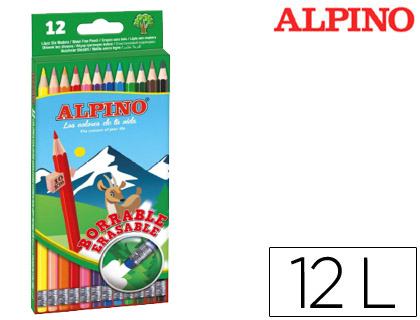 12 lápices de colores Alpino borrable con goma